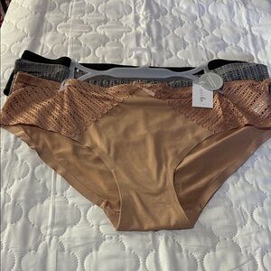 Just Be Women's Panties with Lace Detail - Brown, Gray, Black